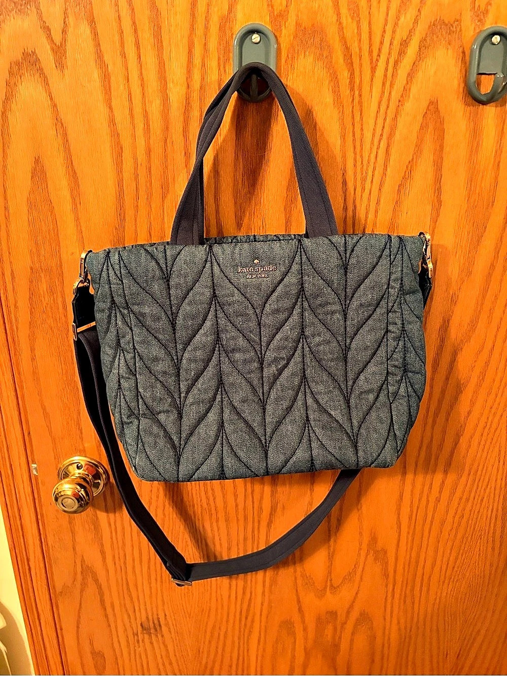 kate spade Quilted Tote in blue denim Like New